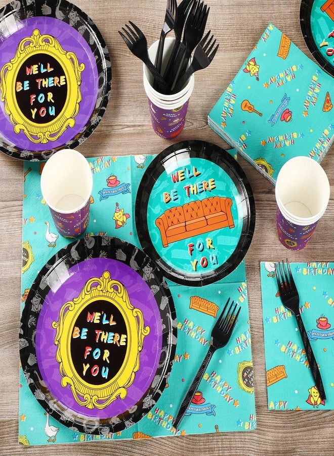 Funnymoom مجموعة فاني موم المكونة من 84 قطعة من لوازم حفلات عيد الميلاد، تشمل أطباقًا وأكوابًا ورقية، ومناديل، وشوكة بلاستيكية سوداء، وأدوات مائدة للاستخدام مرة واحدة. - Image 4